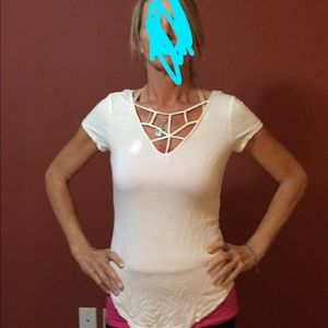 White t shirt. Strappy!